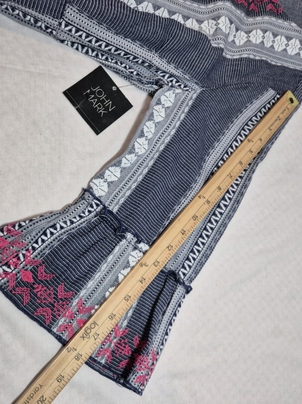 John Mark Women's Dress Size L Floral Embroidered Blue White Pink Stripe NWT 25 - Picture 6 of 11